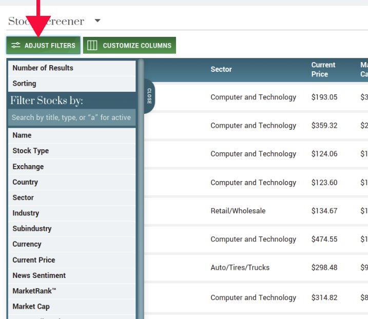 how to use a stock screener on MarketBeat